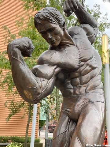 Statue of Arnold Schwarzenegger.
