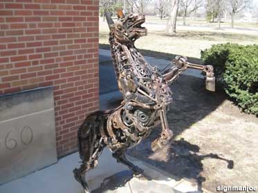 Scrap metal horse.