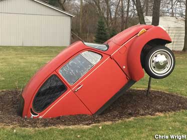 Buried VW bug.