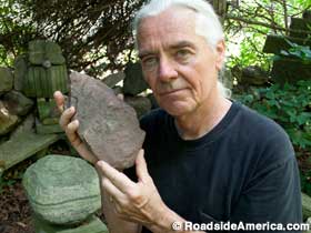 Jim Bowsher with the Woodstock Rock.