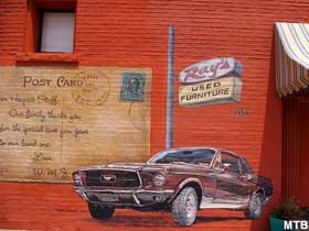 Vintage Mustang in the Rt. 66 mural.
