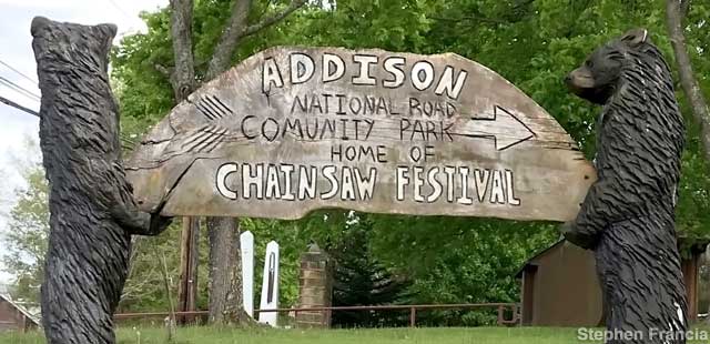 Sign for town Chainsaw Festival.