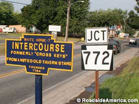 Intercourse town limits sign.