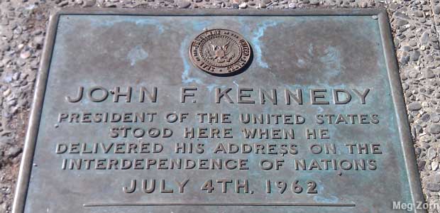 JFK Stood Here plaque.