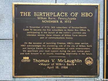 Wall plaque for the Birthplace of HBO.