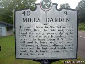 Legendary Biggie Sized Mills Darden historical marker.