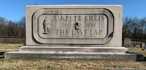 A.J. Pete Kreis Raceway Tombstone.