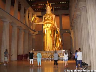 The tallest indoor statue in the U.S. is a pagan goddess. Covered in real gold, too.