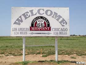 Midpoint of Route 66 sign.