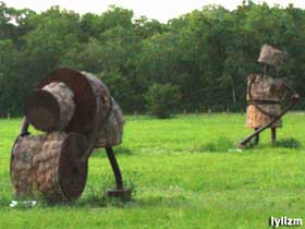 Metal and Hay Bale Statues