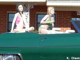 Caddy with mannequins.