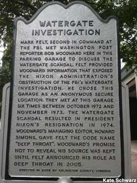 Watergate historical marker for Deep Throat.