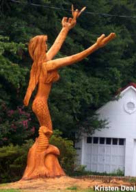 Carved mermaid in Falls Church.