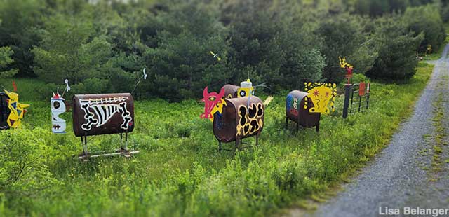 Metal Sculpture Cows.