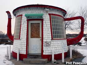 Teapot Dome Gas Station in snow.