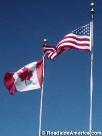 Canadian and American flags.