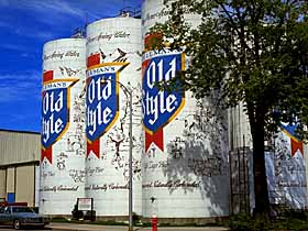 Old Style beer cans as the World's largest Six Pack.