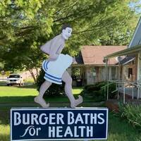 Burger Baths for Health Sign
