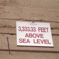 3,333.33 Feet Above Sea Level Marker