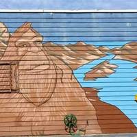 Gas Station Bigfoot Statue and Mural