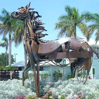 Junk Metal Horse and Indian Statues