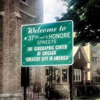 Sign: Geographic Center of Chicago