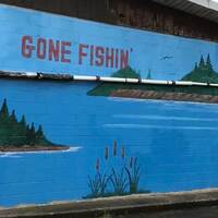 Mural With Giant Fishing Rod