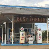 Busy Corner Vintage Gas Station