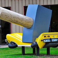Giant Hammer Crushes Car