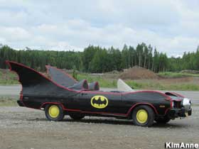 Outdoor replica of the Batmobile from the 1960s TV series.