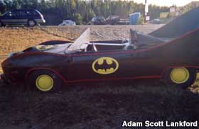 Outdoor replica of the Batmobile from the 1960s TV series.