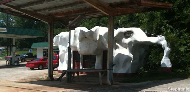 Elephant shaped gas station.