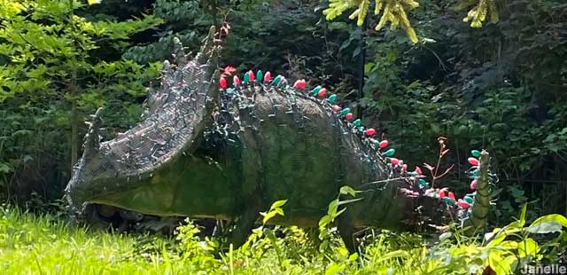 Ola Farwell's yard dinosaur.