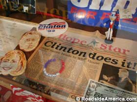 Bill Clinton memorabilia display.