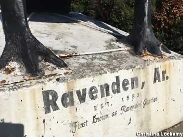 Raven statue base.