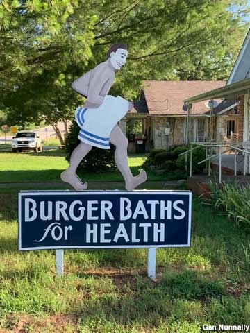 Burger Baths sign.