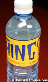Bottled spring water from The Thing.