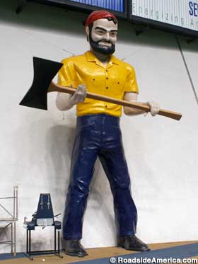 Indoor Lumberjack statue.