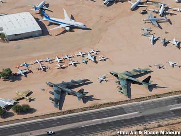 From the air you can quickly spot the museum's 787 Dreamliner, and two of its B-52s.