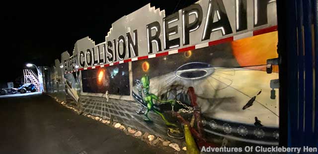 Collision Repair UFO mural.