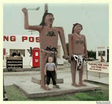1959 statues at Twin Arrows.