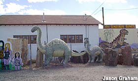 Parking lot dinosaurs.