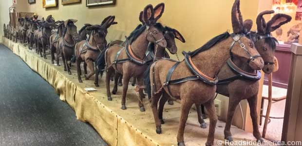 Animatronic mule team preserved from a restaurant display.
