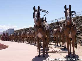 Fiberglass 20-Mule Team pulls historic wagons.