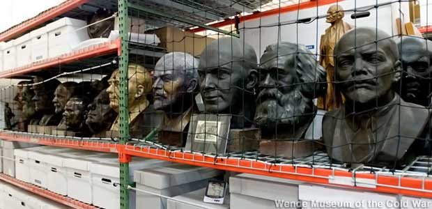 Purged heads of the Eastern Bloc, their territory reduced to a shelf in the Wende Museum.