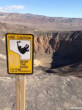 Crater warning sign.