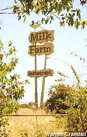 The vanished Milk Farm -- only the sign remains.
