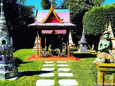 Asian temple garden memorials.