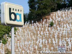BART station and Hill of Crosses.