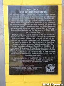 Godzilla plaque.